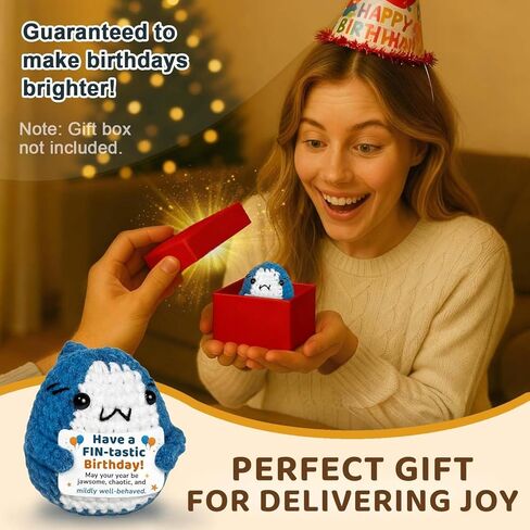 Positive Crochet Shark Gifts, Shark Lovers Birthday Gift for Women Men, Emotional Inspirational Motivational Encouragement Sea Animals Present with Comfort Support Message in Kuwait