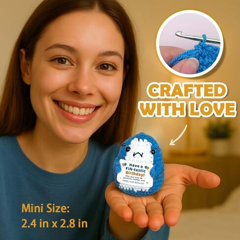 Positive Crochet Shark Gifts, Shark Lovers Birthday Gift for Women Men, Emotional Inspirational Motivational Encouragement Sea Animals Present with Comfort Support Message in Kuwait