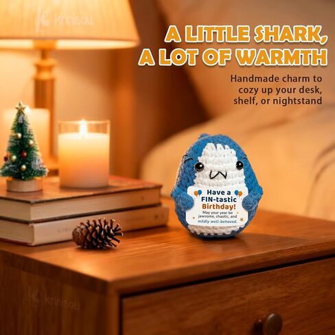 Positive Crochet Shark Gifts, Shark Lovers Birthday Gift for Women Men, Emotional Inspirational Motivational Encouragement Sea Animals Present with Comfort Support Message in Kuwait