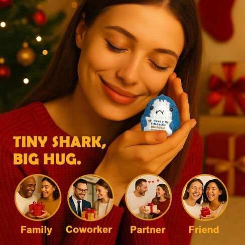 Positive Crochet Shark Gifts, Shark Lovers Birthday Gift for Women Men, Emotional Inspirational Motivational Encouragement Sea Animals Present with Comfort Support Message in Kuwait