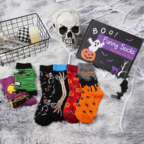 JaosWish Halloween Socks for Women,Funny Dress Cat Sock Fun Crazy Crew Fall Pumpkin Socks in Saudi Arabia