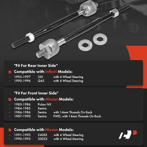 A-Premium 2 x Front Inner or Rear Inner Tie Rod Ends, Compatible with Nissan Sentra 1984-1990, 240SX 1991-1993, 300ZX 1990-1993, Pulsar NX 1985-1986 & Infiniti J30 1993-1997, Q45 1990-1996 in Saudi Arabia