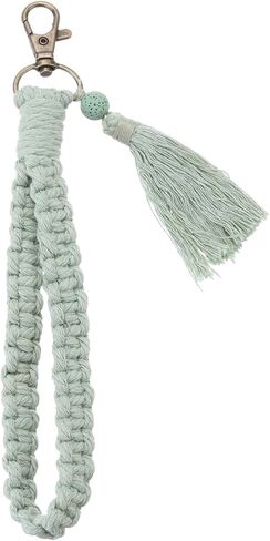 PATIKIL Boho Macrame Keychain with Tassel, Handmade Wristlet Bracelet Keychain Keyring Holder Key Wrist Lanyard in Saudi Arabia