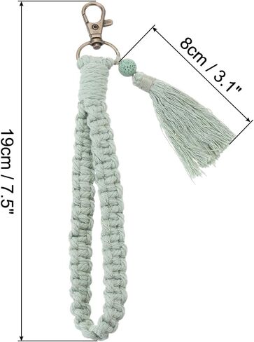 PATIKIL Boho Macrame Keychain with Tassel, Handmade Wristlet Bracelet Keychain Keyring Holder Key Wrist Lanyard in Saudi Arabia