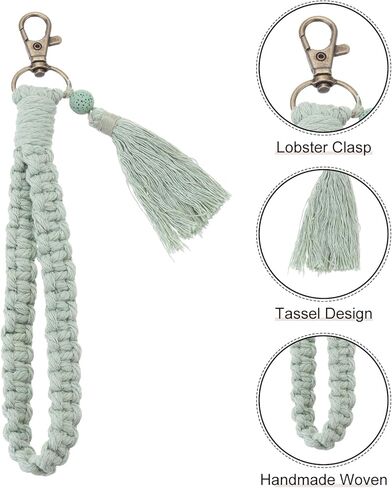 PATIKIL Boho Macrame Keychain with Tassel, Handmade Wristlet Bracelet Keychain Keyring Holder Key Wrist Lanyard in Saudi Arabia