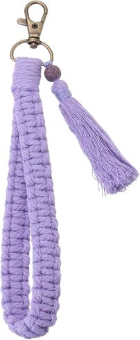 PATIKIL Boho Macrame Keychain with Tassel, Handmade Wristlet Bracelet Keychain Keyring Holder Key Wrist Lanyard in Saudi Arabia