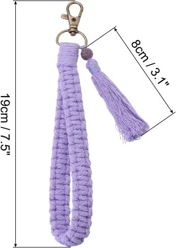 PATIKIL Boho Macrame Keychain with Tassel, Handmade Wristlet Bracelet Keychain Keyring Holder Key Wrist Lanyard in Saudi Arabia