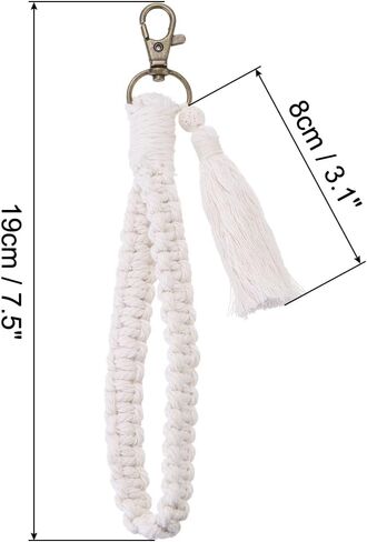 PATIKIL Boho Macrame Keychain with Tassel, Handmade Wristlet Bracelet Keychain Keyring Holder Key Wrist Lanyard in Saudi Arabia