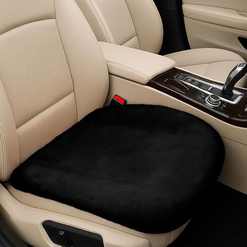Sheepskin Car Seat Cushion, Soft Faux Fur Auto Seat Cover, Breathable Comfort Seat Protector Pad, Fluffy Non-Slip Winter Driver Seat Cover for Car, Truck, Office, Home Decoration (Beige) in Saudi Arabia