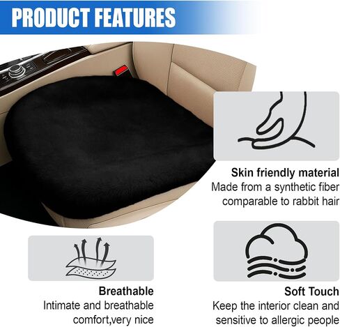 Sheepskin Car Seat Cushion, Soft Faux Fur Auto Seat Cover, Breathable Comfort Seat Protector Pad, Fluffy Non-Slip Winter Driver Seat Cover for Car, Truck, Office, Home Decoration (Beige) in Saudi Arabia