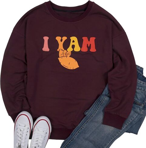 سويت شيرت She's My Sweet Potato I Yam قميص الأزواج المتطابق لعيد الشكر للزوج والزوجة بلوفر علوي in Saudi Arabia