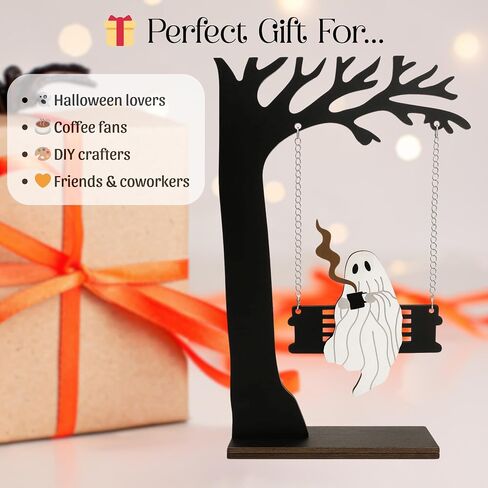 Spooky Home Decor, Cute Halloween Ghost Swing Decorations, Gothic Fall Decor for Window & Kitchen, for Women, Indoor Outdoor Party Decor in Saudi Arabia