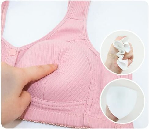 Ribbed Bras for Women Front Closure No Underwire Comfort Senior Wireless Snap Closing Bra in Saudi Arabia