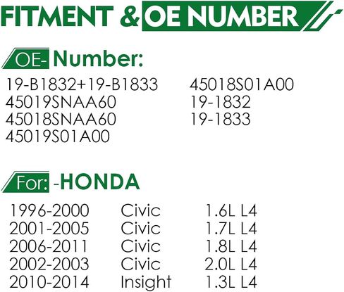 مجموعة فرجار الفرامل الأمامية اليسرى واليمنى مع دعامة تناسب: -Honda Civic 1996-2011، Insight 2010-2014 1.6L 1.7L 1.8L 2.0L، استبدل OE# 19-B1832 19-B1833 (عبوتان) in Saudi Arabia