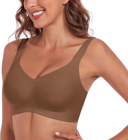 Womens Seamless Wireless Bras No Underwire V Neck Support Bras Full Coverage Push Up Bralette Comfortale Everyday Tshirt Bra in Saudi Arabia