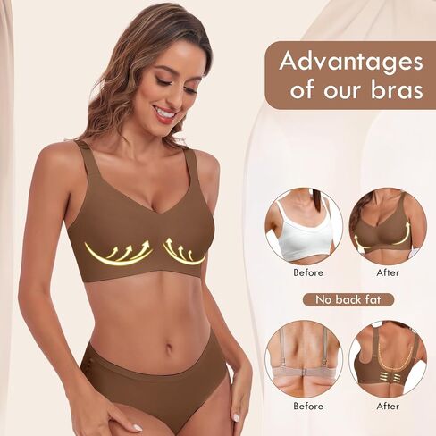 Womens Seamless Wireless Bras No Underwire V Neck Support Bras Full Coverage Push Up Bralette Comfortale Everyday Tshirt Bra in Saudi Arabia