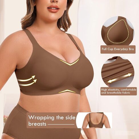 Womens Seamless Wireless Bras No Underwire V Neck Support Bras Full Coverage Push Up Bralette Comfortale Everyday Tshirt Bra in Saudi Arabia