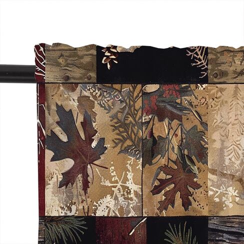 1 Panel Retro Rustic Woodland Curtain Valance for Windows, Moose Animal Maple Leaf Rod Pocket Short Window Treatment Decor Drapes for Kitchen, Bathroom, 54" X 18" in Kuwait