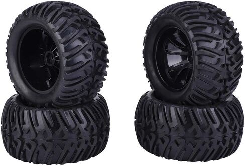 4PCS RC Tire, 125mm Plastic Wheel Rims Mesh Wheels V Type RC Car Tire Replacement for 1/10 Remote Control Car Model Tyre (Black) Car Model Accessory in Saudi Arabia