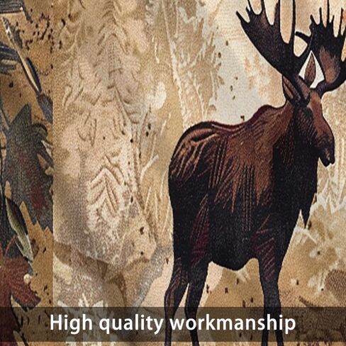 1 Panel Retro Rustic Woodland Curtain Valance for Windows, Moose Animal Maple Leaf Rod Pocket Short Window Treatment Decor Drapes for Kitchen, Bathroom, 54" X 18" in Kuwait