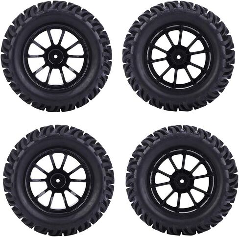 4PCS RC Tire, 125mm Plastic Wheel Rims Mesh Wheels V Type RC Car Tire Replacement for 1/10 Remote Control Car Model Tyre (Black) Car Model Accessory in Saudi Arabia