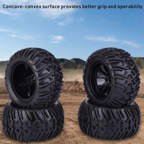 4PCS RC Tire, 125mm Plastic Wheel Rims Mesh Wheels V Type RC Car Tire Replacement for 1/10 Remote Control Car Model Tyre (Black) Car Model Accessory in Saudi Arabia