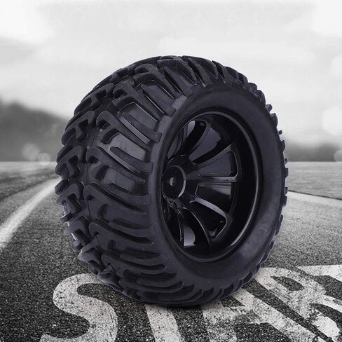 4PCS RC Tire, 125mm Plastic Wheel Rims Mesh Wheels V Type RC Car Tire Replacement for 1/10 Remote Control Car Model Tyre (Black) Car Model Accessory in Saudi Arabia
