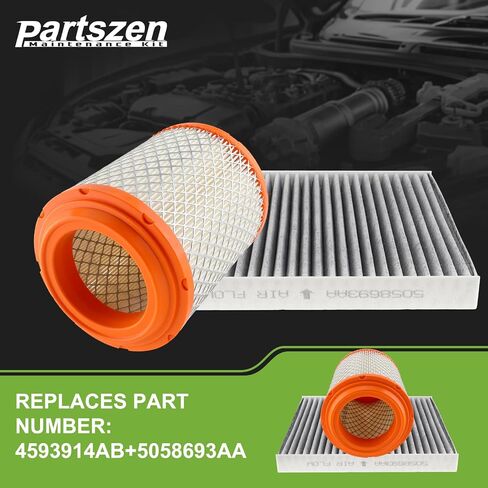 CA11048 Cabin and Engine Air Filter Fit for Jeep Compass Patriot 2.0L 2.4L 2011-2016 for Dodge Caliber 2.0L 2011-2012 Replace 4593914AB 5058693AA in Saudi Arabia