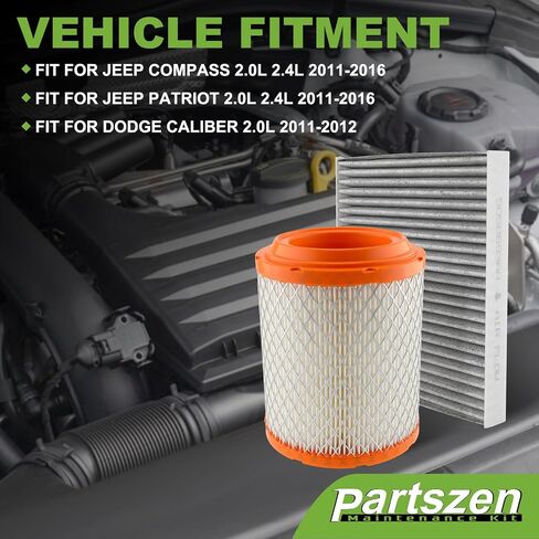 CA11048 Cabin and Engine Air Filter Fit for Jeep Compass Patriot 2.0L 2.4L 2011-2016 for Dodge Caliber 2.0L 2011-2012 Replace 4593914AB 5058693AA in Saudi Arabia