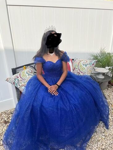 Off Shoulder Prom Dresses for Women Long Gliter Tulle A Line Formal Evenig Party Ball Gowns in Saudi Arabia