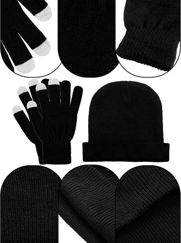24 Packs Winter Hats and Gloves Sets Magic Winter Gloves Warm Knitted Beanie Texting Stretchy Knit Gloves for Men Women in Saudi Arabia