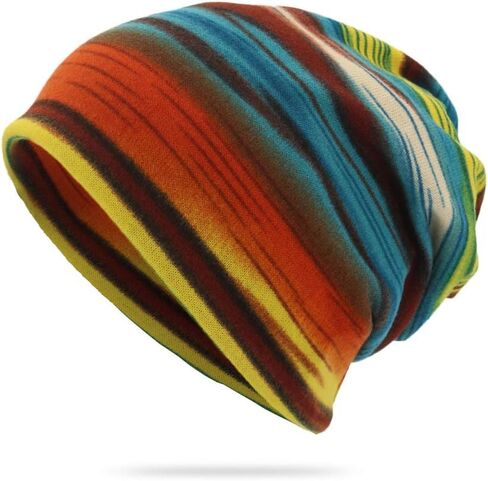 Unisex Stripe Print Multifunction Scarf Beanie Cap Casaul Outdoor Convertible Windproof Hats in Saudi Arabia