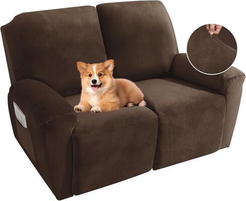 MAXIJIN Velvet 4 Piece Recliner Cover Stretch Plush Soft Cover for Chair Thick Soft Recliner Slipcover Separate Chair Cover with Side Pocket (Recliner, Gray) in Kuwait