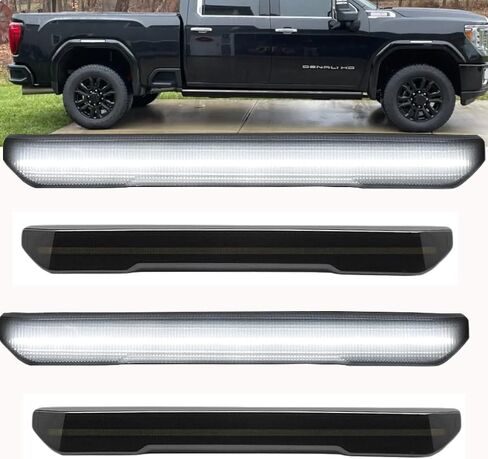 مصابيح LED للعلامات الجانبية متوافقة مع 2020-2024 GMC Sierra 2500 HD 3500 HD شاحنة بيك اب بيضاء أمامية وخلفية بيضاء عدسة مدخنة in Kuwait