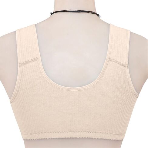 Ribbed Bras for Women Front Closure No Underwire Comfort Senior Wireless Snap Closing Bra in Saudi Arabia