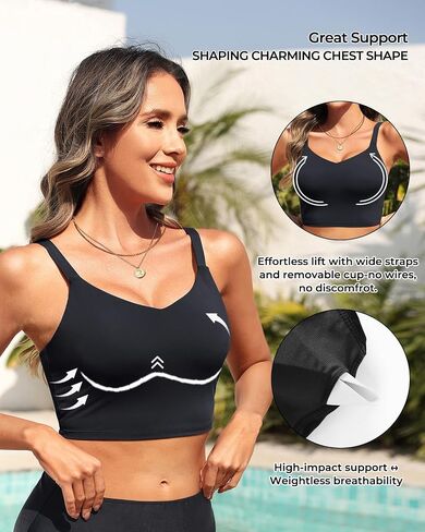 Aqua Eve Women's Sport Bra Swim Top - 2025 Crop Bikini Top Modest V Neck Bathing Suit in Saudi Arabia