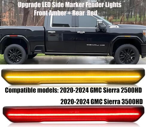 مصابيح LED للعلامات الجانبية متوافقة مع 2020-2024 GMC Sierra 2500 HD 3500 HD شاحنة بيك اب بيضاء أمامية وخلفية بيضاء عدسة مدخنة in Kuwait