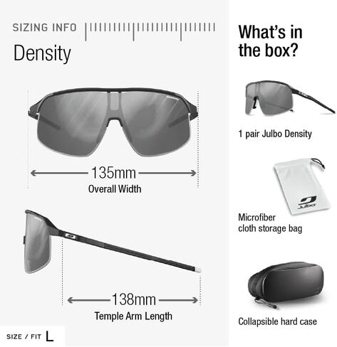 نظارة شمسية Julbo Density Performance للرجال والنساء مع عدسة بانورامية للجري وركوب الدراجات والبيسبول - حماية 100% من الأشعة فوق البنفسجية in Kuwait