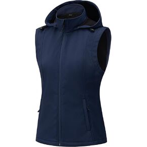 GGleaf Women's Hooded Softshell Vest Fleece Lined Windproof Zip Up Sleeveless Jacket Lightweight Coat for Running in Kuwait