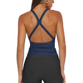 Womens Tank Tops Summer V Neck Workout Racerback Yoga Gym Ribbed Cotton Tank Tops in Kuwait