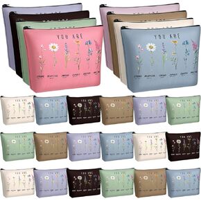 Frienda 24 قطعة من حقائب مستحضرات التجميل للنساء من الكتاب المقدس آية زهرية، حقائب دينية ملهمة، تأكيدات، هدايا مسيحية للعودة إلى المدرسة، عطلات عيد الميلاد (اللون الطبيعي) in Kuwait