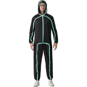 Stick Figure Costume Adult Light up Costume with Glasses Halloween Glow in the Dark Outfits for Men Women in Saudi Arabia