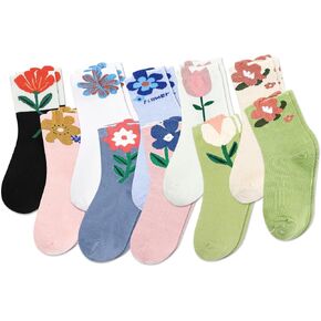 Jspupifip 10 Pairs Womens Floral Socks Cute Tulip Flower Socks Funny Novelty Crew Sock in Saudi Arabia