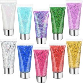 6 Colors Body Face Glitter Gel for Skin and Hair, Makeup Sparkles Rave Accessories for Festival Outfits, Mermaid Decorations, Disco Cowgirl, Mardi Gras in Kuwait
