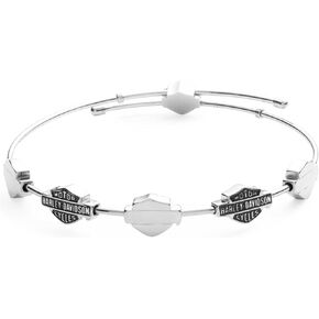 Harley-Davidson Women's Bar & Shield Contrast Adjustable Bangle Bracelet, Silver in Saudi Arabia