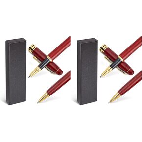 Juvale 2 Pack Luxury Rosewood Pen Sets for Men Gift - Fancy Nice Ballpoint Pens with Black Ink Refills for Signature Executives Business Office in Kuwait