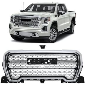 شواية أمامية من PENSUN مناسبة لـ 2019 2020 2021 GMC Sierra 1500، شبكة أمامية على طراز دينالي، شبكة لسيارة Gmc 19 20 21 Sierra 1500 بديلة لـ 84508282 84508286 (كروم) in Kuwait