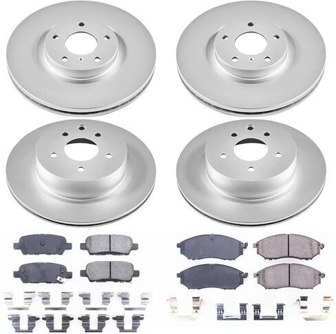 Power Stop CRK114 Coated Brake Rotor & Ceramic Brake Pads- front & rear For INFINITI G25, INFINITI G35, INFINITI G37, INFINITI M35, INFINITI M45, Nissan 350Z [Model Specific] in Saudi Arabia