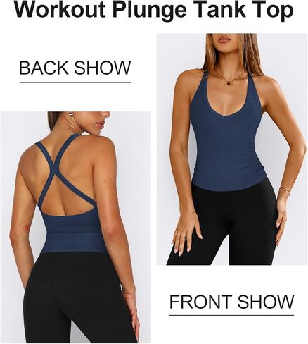 Womens Tank Tops Summer V Neck Workout Racerback Yoga Gym Ribbed Cotton Tank Tops in Kuwait