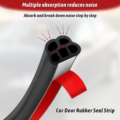 52.5Ft Car Door Rubber Seal Strip Double Layer Rubber self Adhesive 5 Hole Automotive Weather Stripping Self Adhesive Automotive Door Soundproofing Weather Stripping for Car Door Hood Tailgate in Saudi Arabia